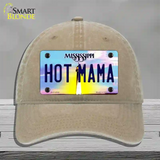 Hot Mama Mississippi Novelty License Plate Hat Unconstructed Cotton / Khaki