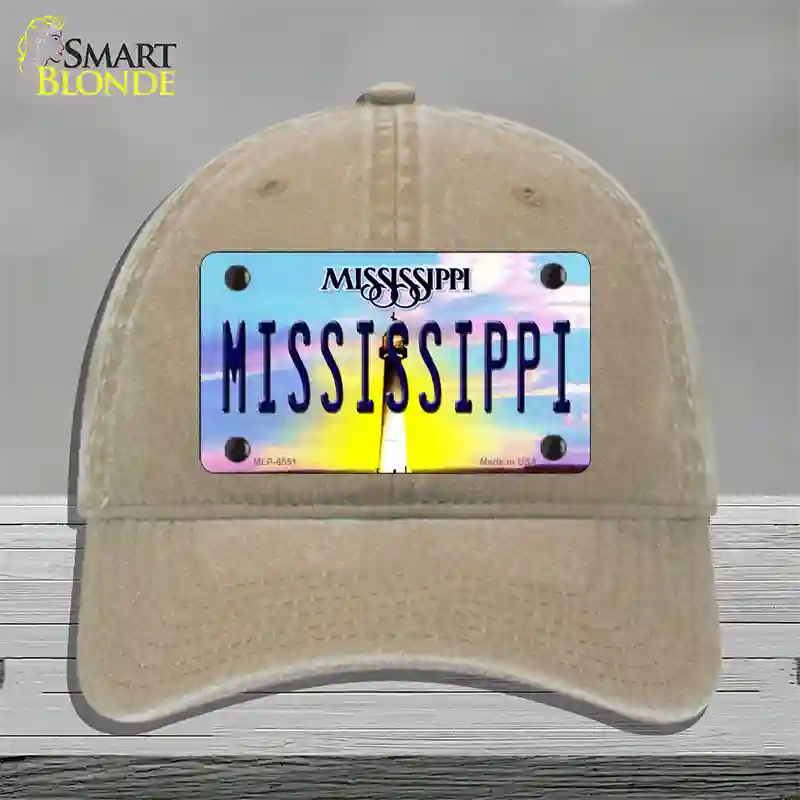 Mississippi Novelty License Plate Hat Unconstructed Cotton / Khaki