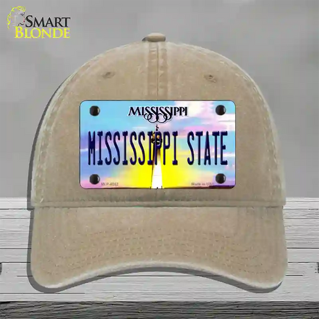 Mississippi State Novelty License Plate Hat Unconstructed Cotton / Khaki