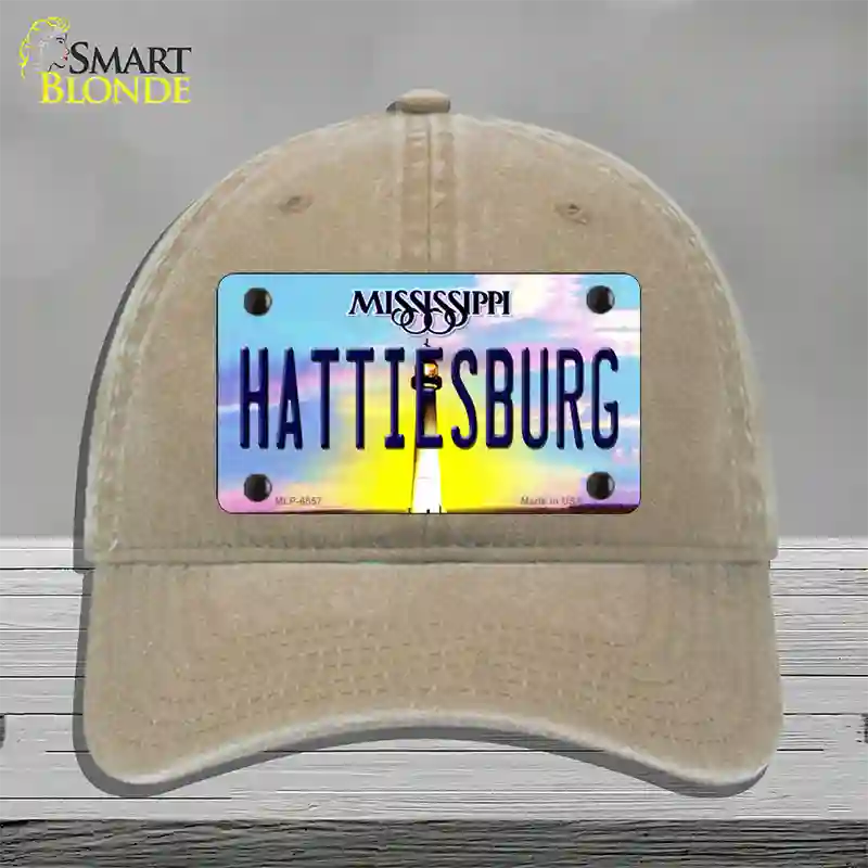 Hattiesburg Mississippi Novelty License Plate Hat Unconstructed Cotton / Khaki