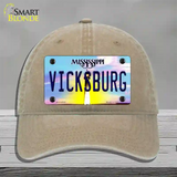 Vicksburg Mississippi Novelty License Plate Hat Unconstructed Cotton / Khaki