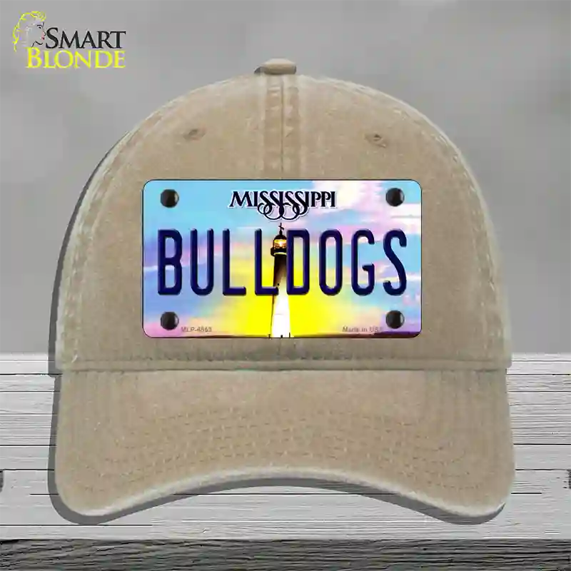 Bulldogs Mississippi Novelty License Plate Hat Unconstructed Cotton / Khaki