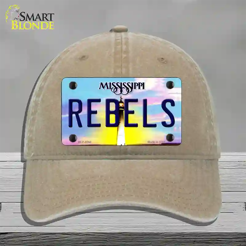 Rebels Mississippi Novelty License Plate Hat Unconstructed Cotton / Khaki