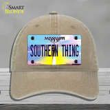 Southern Thing Mississippi Novelty License Plate Hat Unconstructed Cotton / Khaki