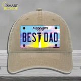 Best Dad Mississippi Novelty License Plate Hat Unconstructed Cotton / Khaki