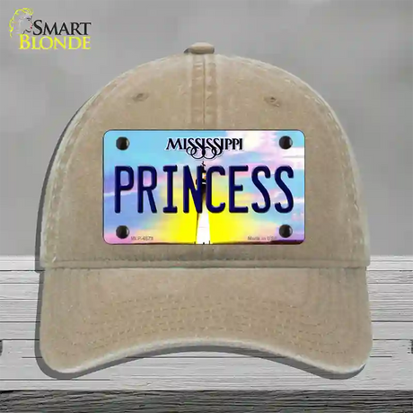 Princess Mississippi Novelty License Plate Hat Unconstructed Cotton / Khaki