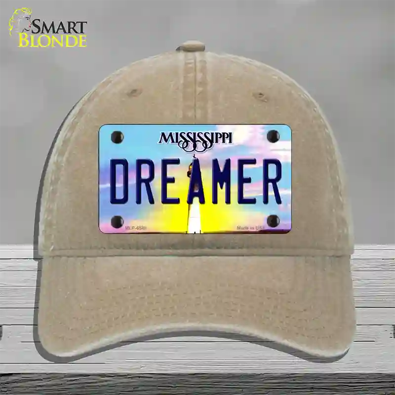 Dreamer Mississippi Novelty License Plate Hat Unconstructed Cotton / Khaki