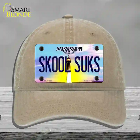 Skool Suks Mississippi Novelty License Plate Hat Unconstructed Cotton / Khaki