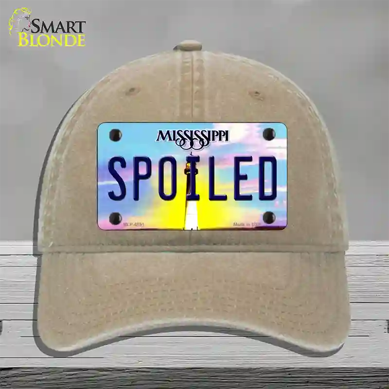 Spoiled Mississippi Novelty License Plate Hat Unconstructed Cotton / Khaki