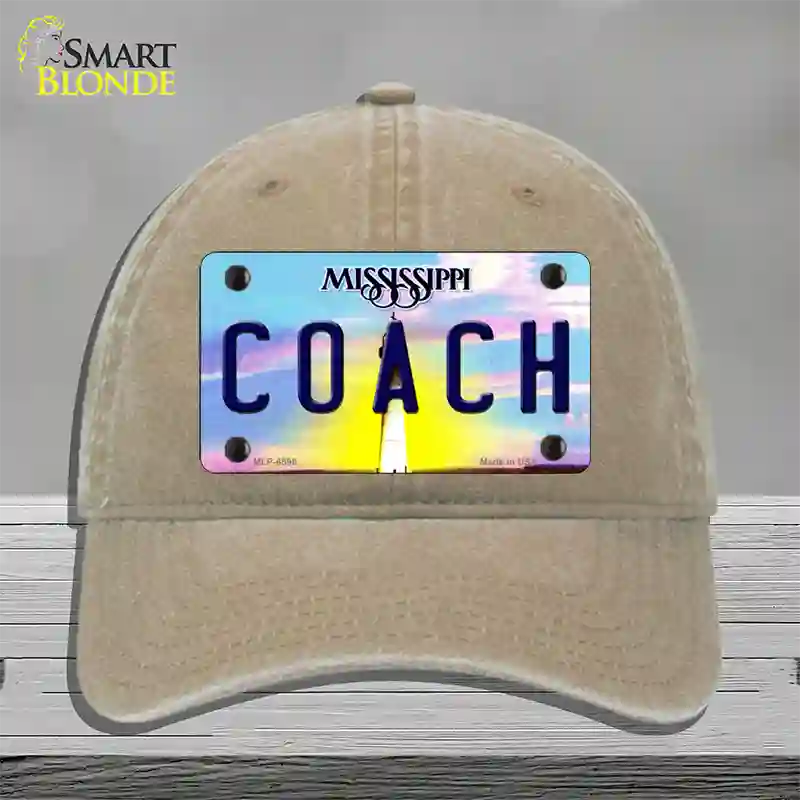 Coach Mississippi Novelty License Plate Hat Unconstructed Cotton / Khaki