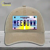 Meeooww Mississippi Novelty License Plate Hat Unconstructed Cotton / Khaki