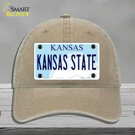 Kansas State Novelty License Plate Hat Unconstructed Cotton / Khaki