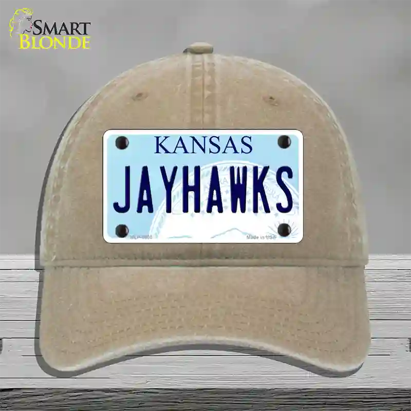 Jayhawks Kansas Novelty License Plate Hat Unconstructed Cotton / Khaki