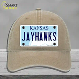 Jayhawks Kansas Novelty License Plate Hat Unconstructed Cotton / Khaki