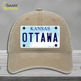 Ottawa Kansas Novelty License Plate Hat Unconstructed Cotton / Khaki