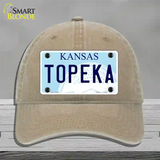 Topeka Kansas Novelty License Plate Hat Unconstructed Cotton / Khaki