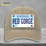 Red Gorge Kansas Novelty License Plate Hat Unconstructed Cotton / Khaki