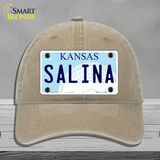 Salina Kansas Novelty License Plate Hat Unconstructed Cotton / Khaki