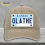 Olathe Kansas Novelty License Plate Hat Unconstructed Cotton / Khaki