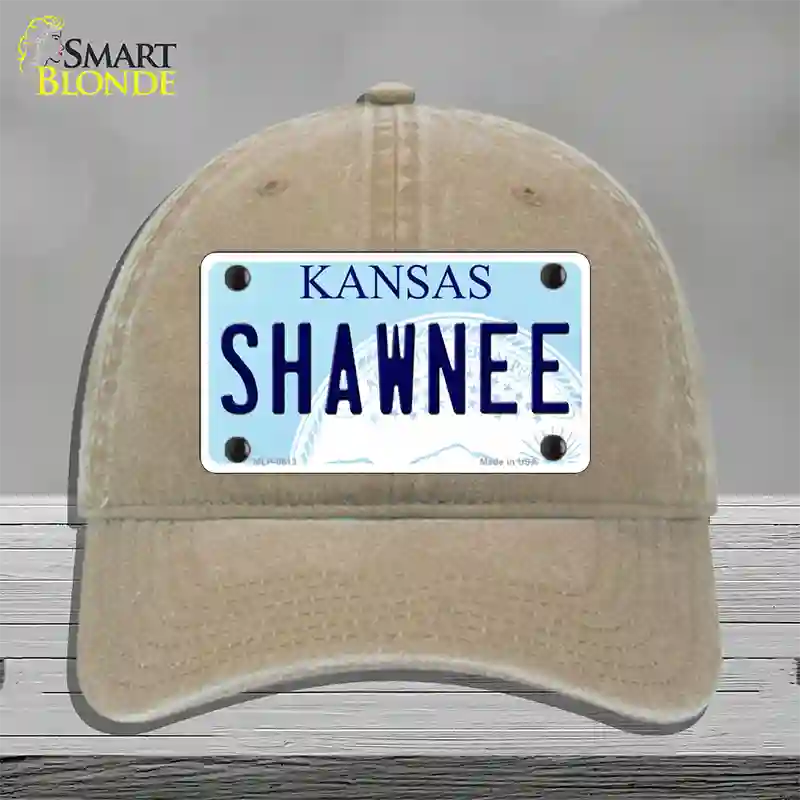 Shawnee Kansas Novelty License Plate Hat Unconstructed Cotton / Khaki