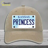 Princess Kansas Novelty License Plate Hat Unconstructed Cotton / Khaki