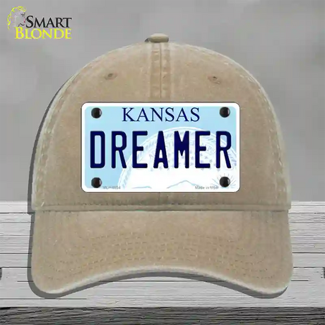 Dreamer Kansas Novelty License Plate Hat Unconstructed Cotton / Khaki