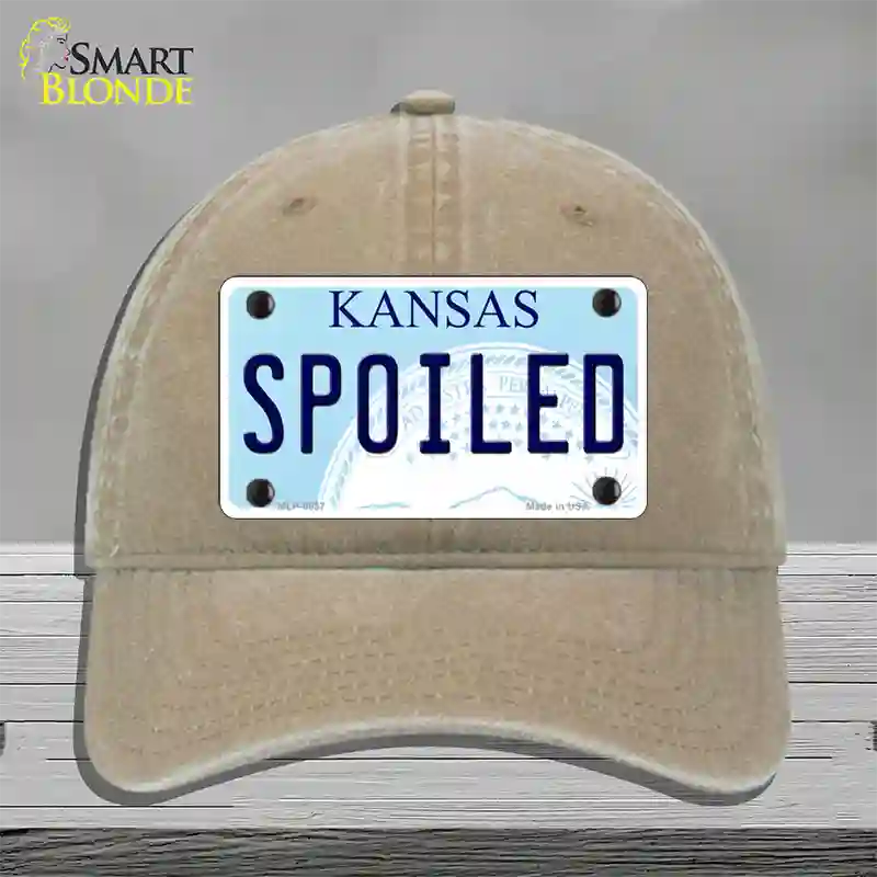 Spoiled Kansas Novelty License Plate Hat Unconstructed Cotton / Khaki