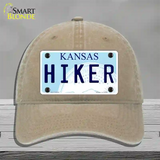 Hiker Kansas Novelty License Plate Hat Unconstructed Cotton / Khaki