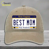 Best Mom West Virginia Novelty License Plate Hat Unconstructed Cotton / Khaki