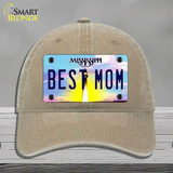 Best Mom Mississippi Novelty License Plate Hat Unconstructed Cotton / Khaki