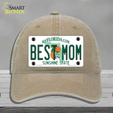 Best Mom Florida Novelty License Plate Hat Unconstructed Cotton / Khaki