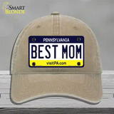 Best Mom Pennsylvania State Novelty License Plate Hat Unconstructed Cotton / Khaki