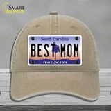 Best Mom South Carolina Novelty License Plate Hat Unconstructed Cotton / Khaki