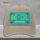 Bad Girl New Mexico Novelty License Plate Hat Unconstructed Cotton / Khaki