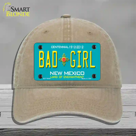 Bad Girl New Mexico Novelty License Plate Hat Unconstructed Cotton / Khaki