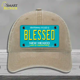 Blessed New Mexico Novelty License Plate Hat Unconstructed Cotton / Khaki