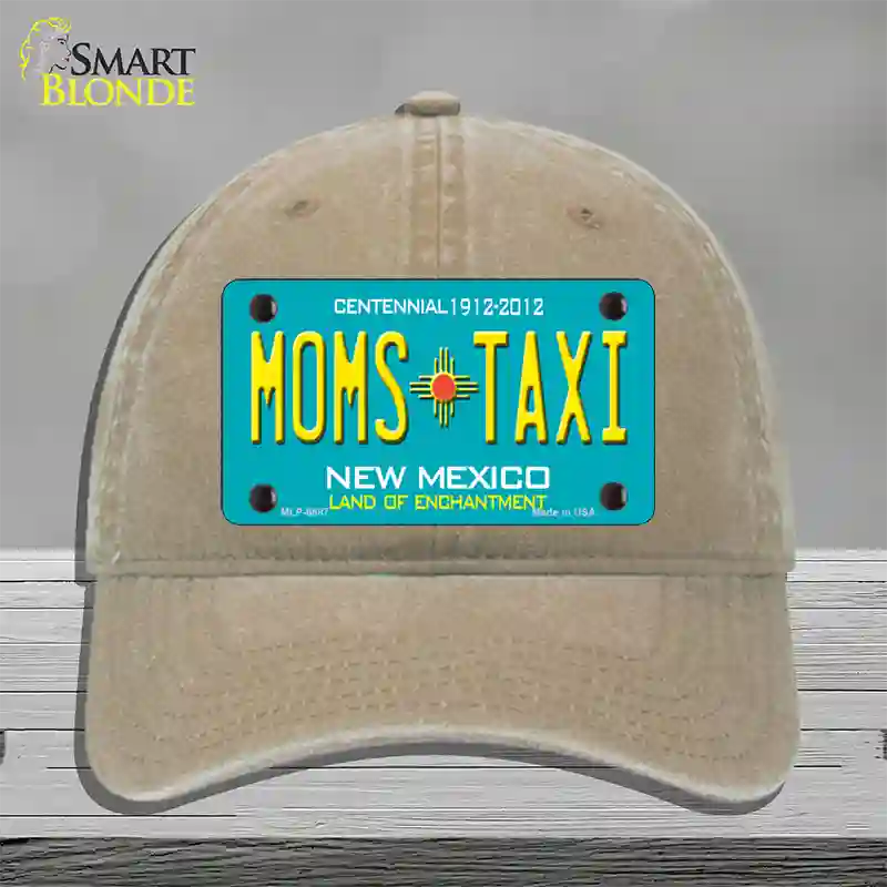 Moms Taxi New Mexico Novelty License Plate Hat Unconstructed Cotton / Khaki