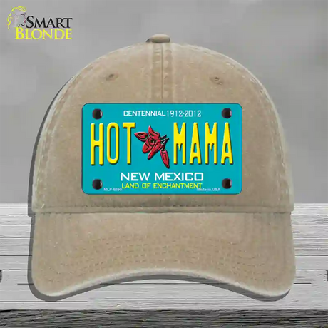 Hot Mama New Mexico Novelty License Plate Hat Unconstructed Cotton / Khaki