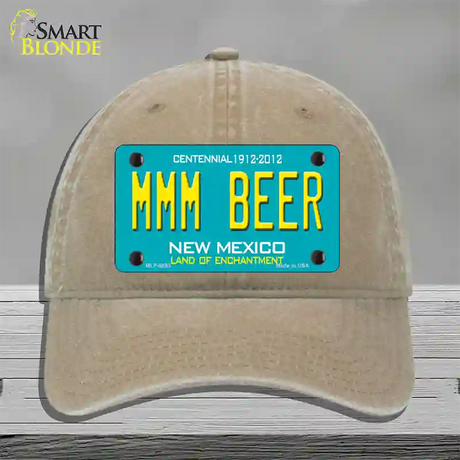 MMM Beer New Mexico Novelty License Plate Hat Unconstructed Cotton / Khaki