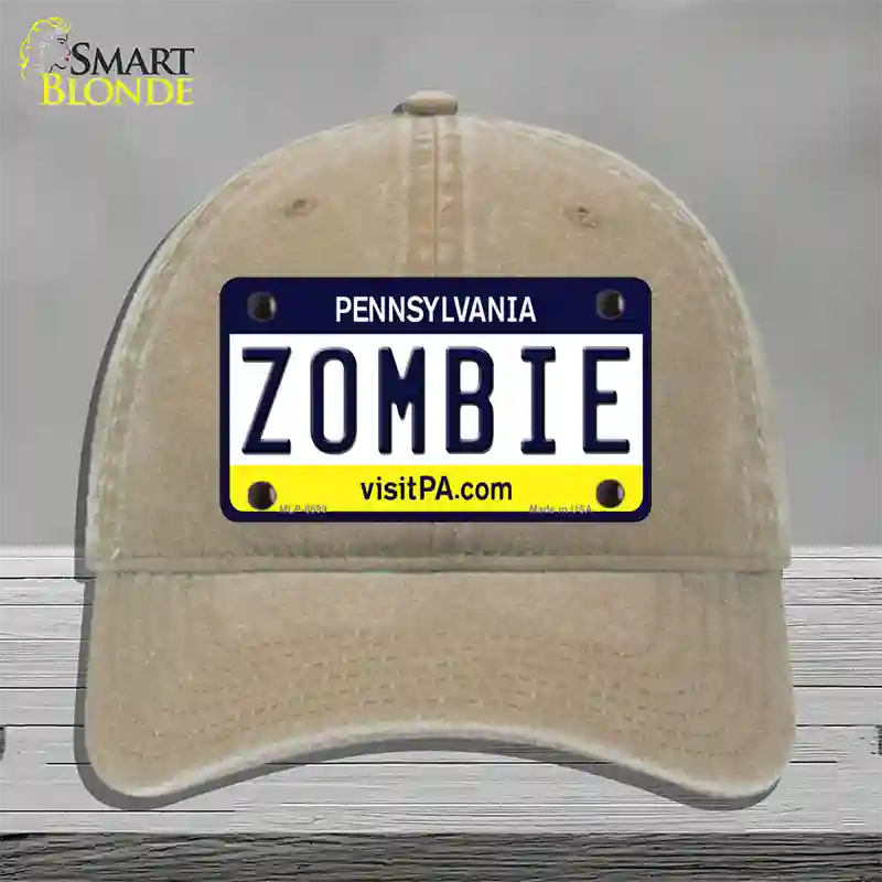 Zombie Pennsylvania State Novelty License Plate Hat Unconstructed Cotton / Khaki