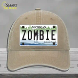 Zombie Michigan Novelty License Plate Hat Unconstructed Cotton / Khaki