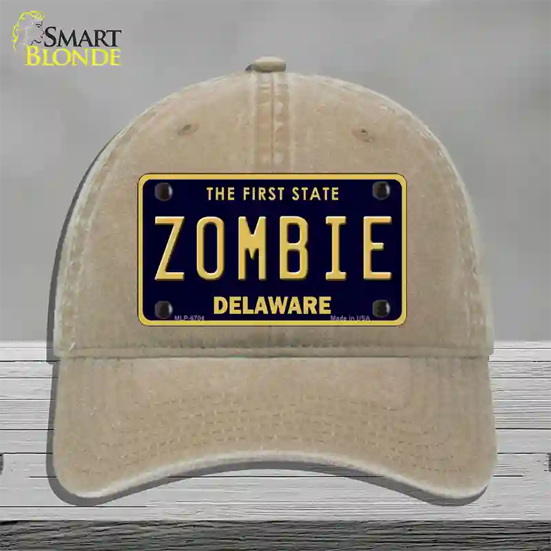 Zombie Delaware Novelty License Plate Hat Unconstructed Cotton / Khaki