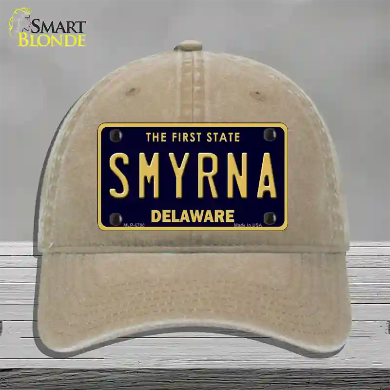 Smyrna Delaware Novelty License Plate Hat Unconstructed Cotton / Khaki