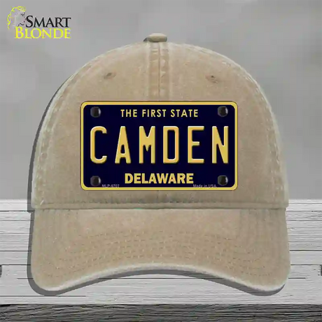 Camden Delaware Novelty License Plate Hat Unconstructed Cotton / Khaki