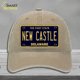 New Castle Delaware Novelty License Plate Hat Unconstructed Cotton / Khaki