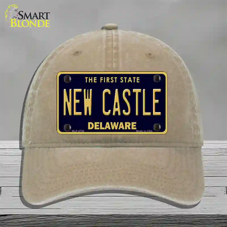 New Castle Delaware Novelty License Plate Hat Unconstructed Cotton / Khaki