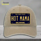 Hot Mama Delaware Novelty License Plate Hat Unconstructed Cotton / Khaki