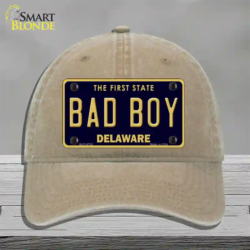 Bad Boy Delaware Novelty License Plate Hat Unconstructed Cotton / Khaki