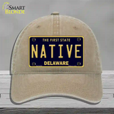 Native Delaware Novelty License Plate Hat Unconstructed Cotton / Khaki