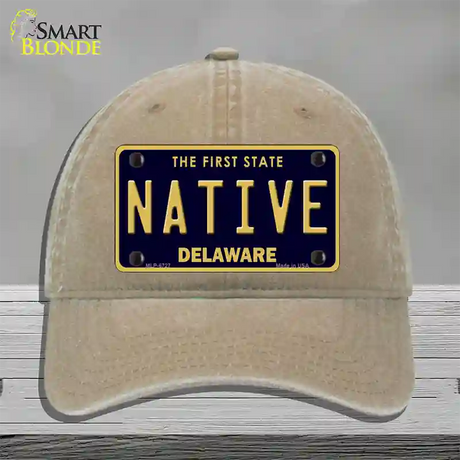 Native Delaware Novelty License Plate Hat Unconstructed Cotton / Khaki